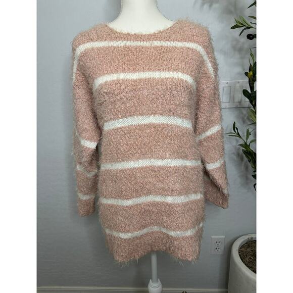 Calvin Klein Striped Eyelash Knit Sweater - Picture 1 of 4